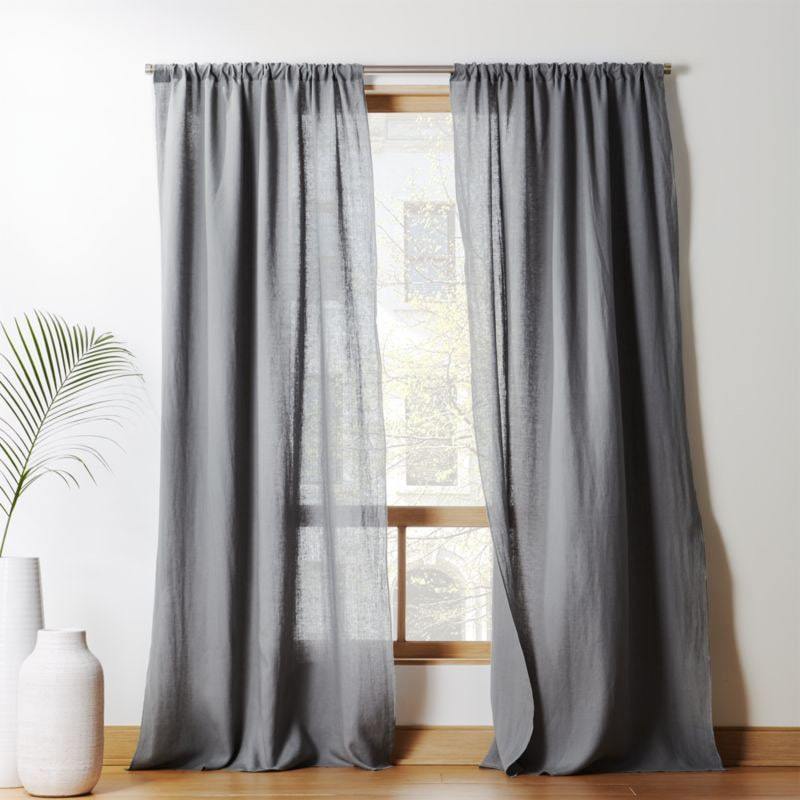 Light Grey Linen Curtain Panel - Rod pocket - Ties - Back Tabs - UALinen