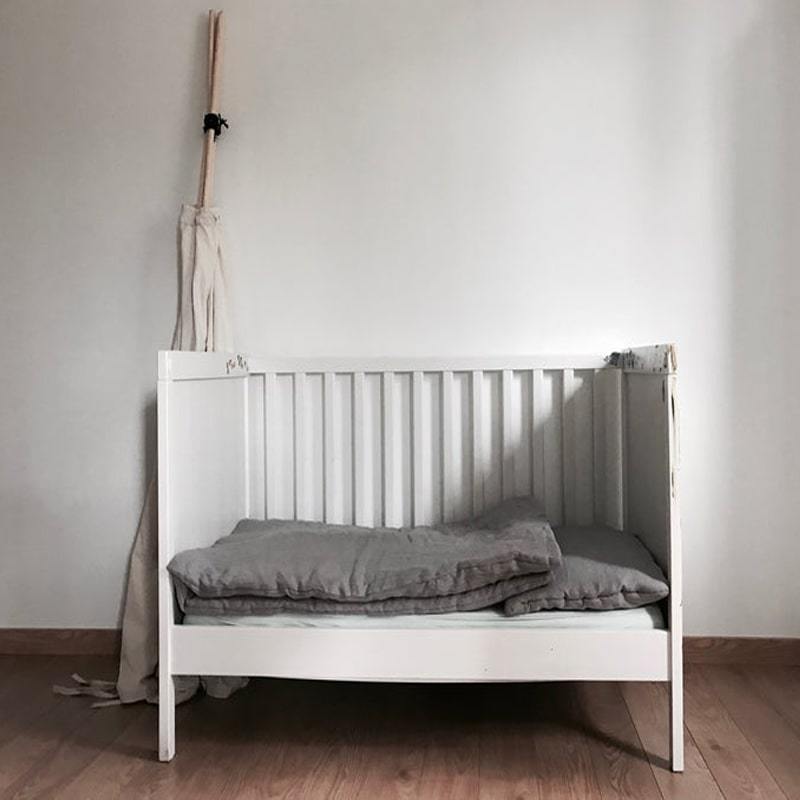 Light Grey Linen Bedding Set-Moses Basket/Cot/Crib/Teen Bed