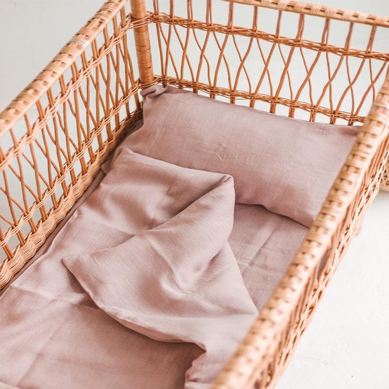 Linen Bedding Set for Baby Crib/Cot/Teen Bed - Dusty Pink