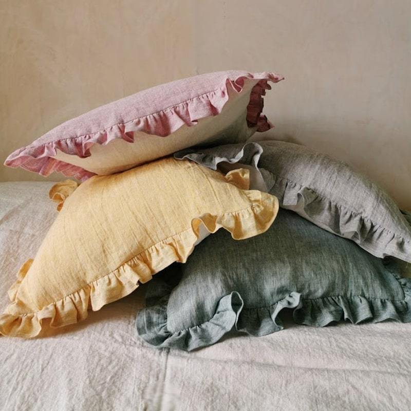 Ruffled Pillow Sham - Linen Pillowcase - Organic Bed Linen - UALinen