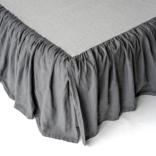 Ruffled Bed Skirt with Split Corners ~ Eco-Linen ~ Bed Linen - UALinen