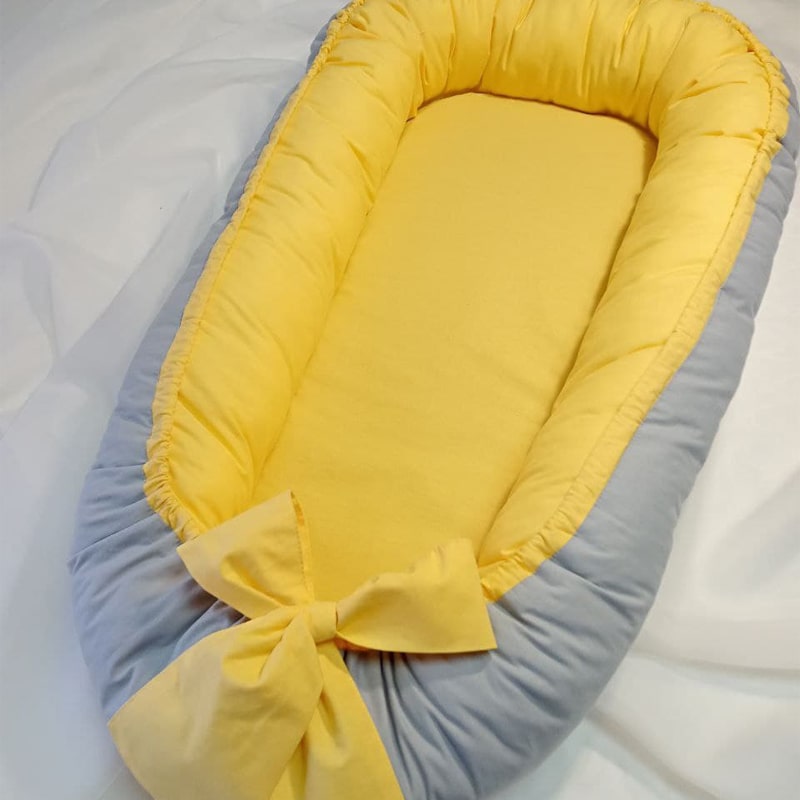 Linen Baby Nest Sleeper with Removable Foam Mattress