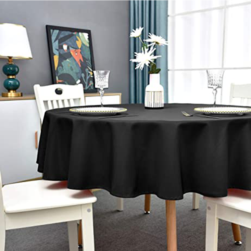 Water Repellent Tablecloth - Black Cotton Teflon Coated - UALinen 