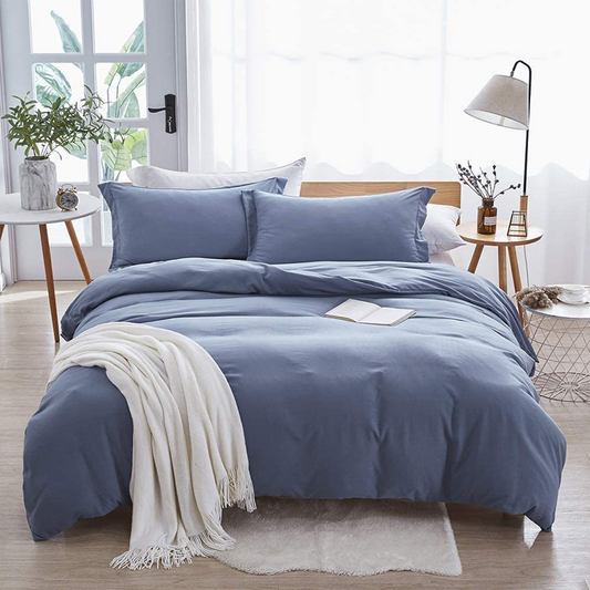 Blue Cotton Bedding Set - UALinen