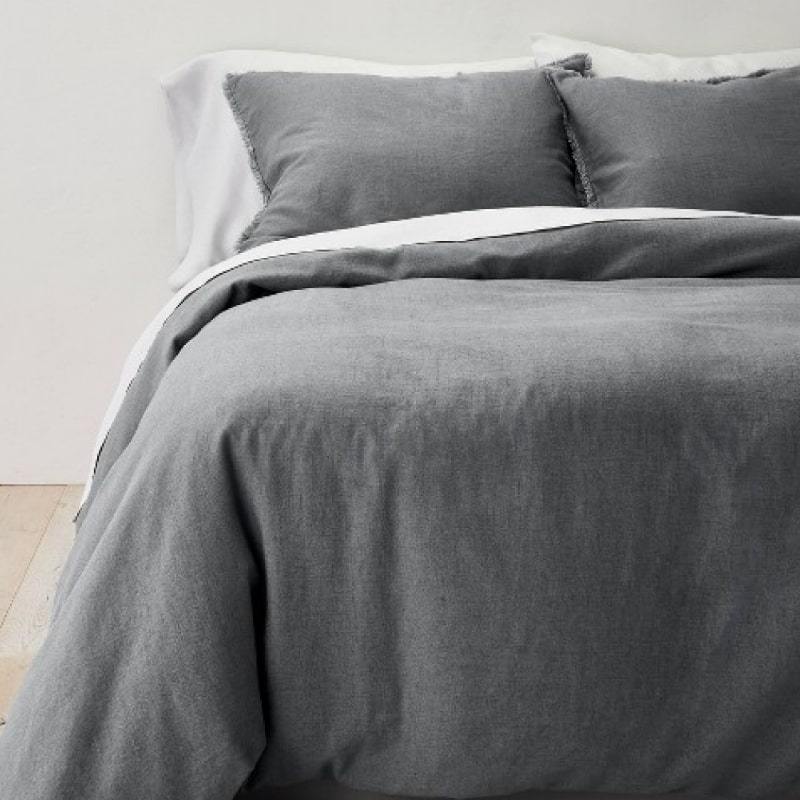 Dark Grey Linen Bedding Set