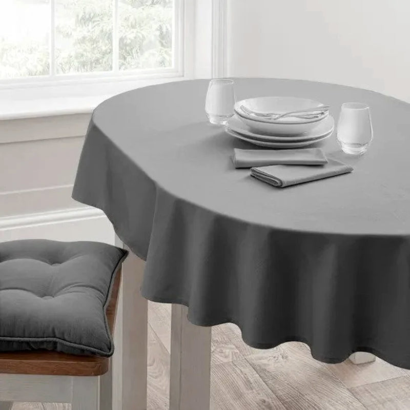 Grey Water Resistant Tablecloth - Cotton Teflon Coated - UALinen