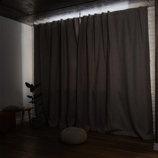 Linen Blackout Curtain in Light Grey - UALinen