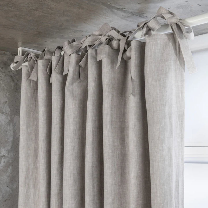 Linen Blackout Curtains - Natural Linen Color - With Ties - UALinen