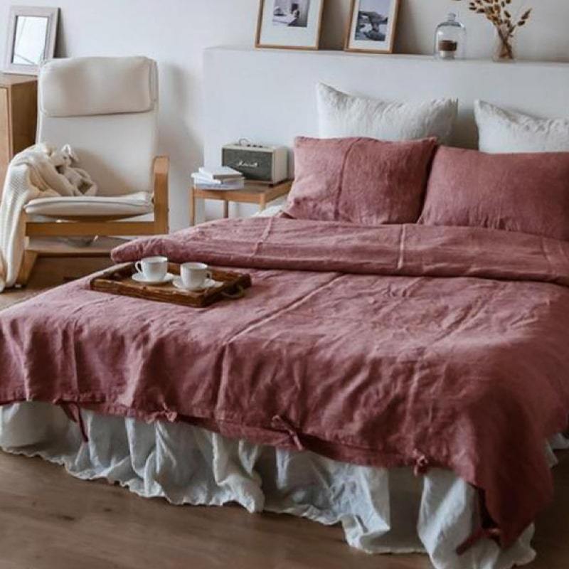 Pinky Violet Linen Bedding Set - Bed Linen - 3pcs and 4pcs - UALinen