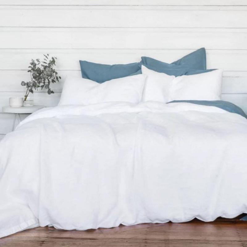 White Linen Bedding Set - Bed linen - 3pcs and 4pcs - Flat bed sheet / Single (Twin) / 3pcs with buttons - UALinen