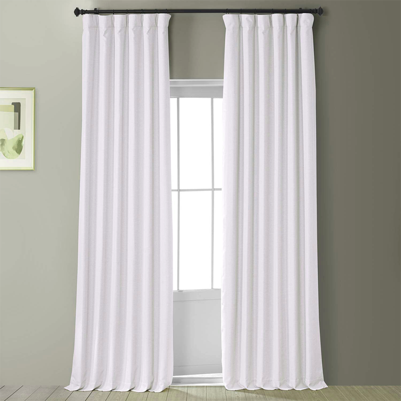 White Linen Blackout Curtain Panels - UALinen