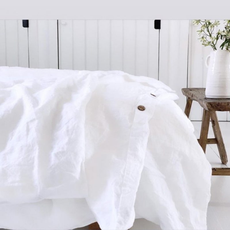 White Linen Duvet Cover - Button Closure - UALinen