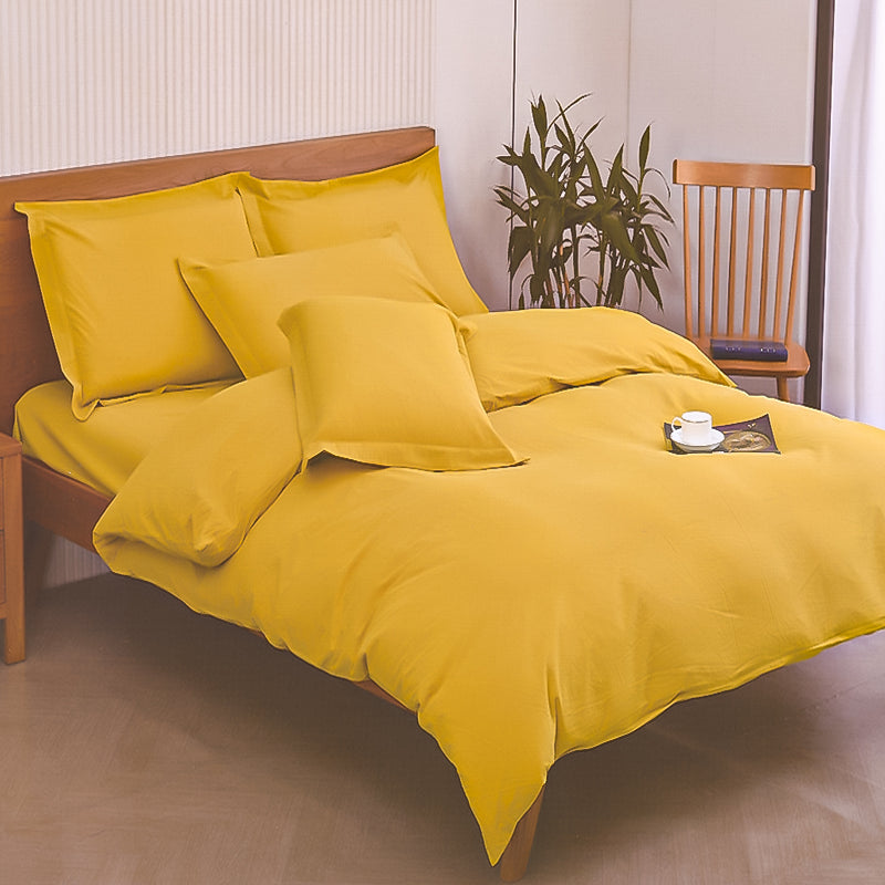 Yellow Cotton Bedding Set of 3pcs and 4 pcs - UALinen
