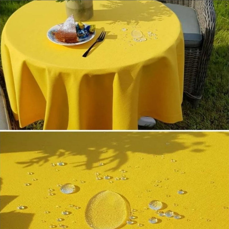 Wipeable and Spill Resistant Tablecloth - Yellow Cotton Teflon Coated - UALinen