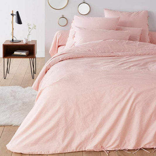 Pink Linen Bedding Set - Linen Bedding - 3pcs and 4pcs - Flat bed sheet / Single (Twin) / 3pcs with buttons - UALinen